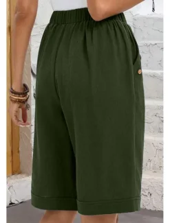 Hot Women's Chinos Shorts Fashion Basic Casual Short High Waist Plain Pocket Drawstring Comfort Outdoor Micro-elastic Vacation Street Daily Grey Yellow Navy Blue Sky Blue Summer Spring Loose Fit Women Shorts|Pants