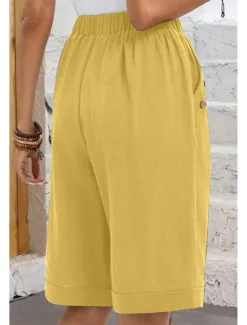 Hot Women's Chinos Shorts Fashion Basic Casual Short High Waist Plain Pocket Drawstring Comfort Outdoor Micro-elastic Vacation Street Daily Grey Yellow Navy Blue Sky Blue Summer Spring Loose Fit Women Shorts|Pants