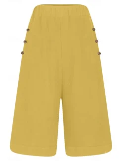 Hot Women's Chinos Shorts Fashion Basic Casual Short High Waist Plain Pocket Drawstring Comfort Outdoor Micro-elastic Vacation Street Daily Grey Yellow Navy Blue Sky Blue Summer Spring Loose Fit Women Shorts|Pants