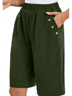 Hot Women's Chinos Shorts Fashion Basic Casual Short High Waist Plain Pocket Drawstring Comfort Outdoor Micro-elastic Vacation Street Daily Grey Yellow Navy Blue Sky Blue Summer Spring Loose Fit Women Shorts|Pants