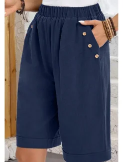 Hot Women's Chinos Shorts Fashion Basic Casual Short High Waist Plain Pocket Drawstring Comfort Outdoor Micro-elastic Vacation Street Daily Grey Yellow Navy Blue Sky Blue Summer Spring Loose Fit Women Shorts|Pants