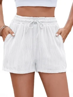 New Women's Chinos Shorts Fashion Streetwear Short High Waist Plain Pocket Elastic Waistband Comfy Soft Comfortable Micro-elastic Outdoor Street Gray Green Black White Pink Summer Regular Fit Women Shorts