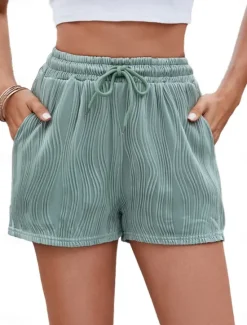 New Women's Chinos Shorts Fashion Streetwear Short High Waist Plain Pocket Elastic Waistband Comfy Soft Comfortable Micro-elastic Outdoor Street Gray Green Black White Pink Summer Regular Fit Women Shorts