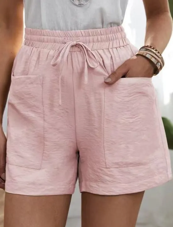 Best Women's Chinos Shorts Fashion Streetwear Basic Short High Waist Plain Pocket Elastic Waistband Comfy Soft Comfortable Stretchy Outdoor Street White Pink Blue Khaki Summer Spring Regular Fit Women Shorts