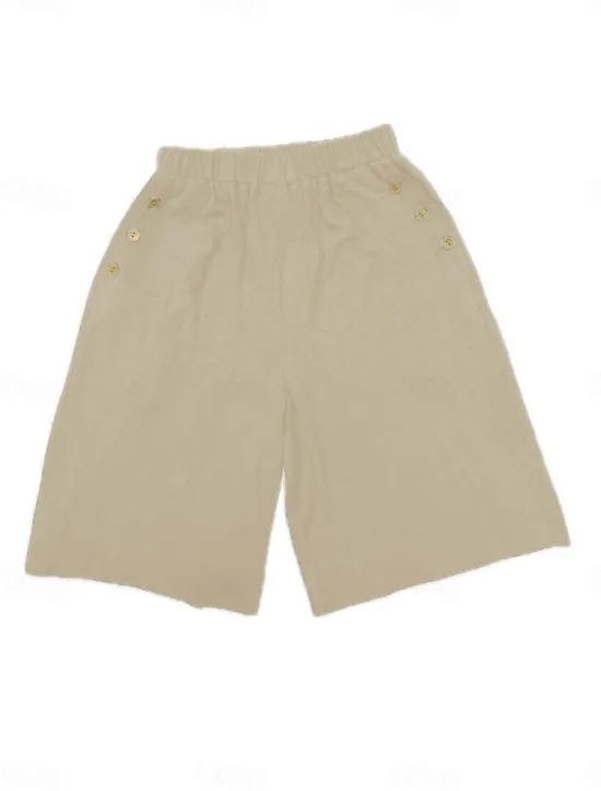 Hot Women's Chinos Shorts Fashion Streetwear Basic Knee Length High Waist Plain Pocket Elastic Waistband Comfy Soft Comfortable Micro-elastic Outdoor Street Dark-Gray Navy Black White Summer Spring Loose Women Shorts