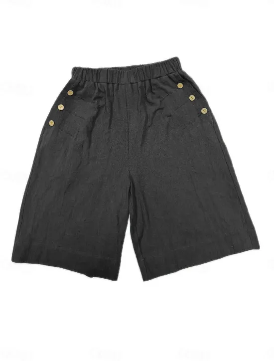 Hot Women's Chinos Shorts Fashion Streetwear Basic Knee Length High Waist Plain Pocket Elastic Waistband Comfy Soft Comfortable Micro-elastic Outdoor Street Dark-Gray Navy Black White Summer Spring Loose Women Shorts