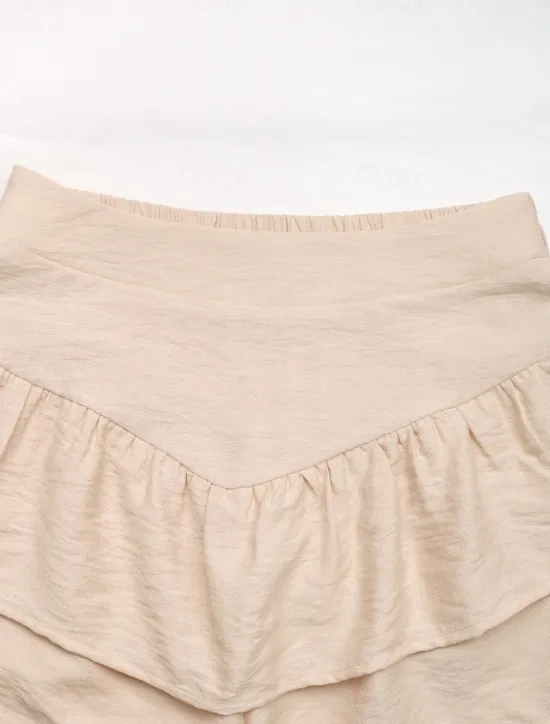 Discount Women's Chinos Shorts Fashion Streetwear Short High Waist Plain Ruffle Comfy Soft Comfortable Micro-elastic Outdoor Street Summer Regular Fit Women Shorts