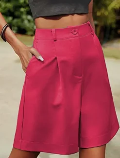 Clearance Women's Chinos Shorts Fashion Streetwear Short High Waist Plain Pocket Elastic Waistband Comfy Soft Comfortable Micro-elastic Outdoor Street Black Fuchsia Khaki Gray Summer Regular Fit Women Shorts