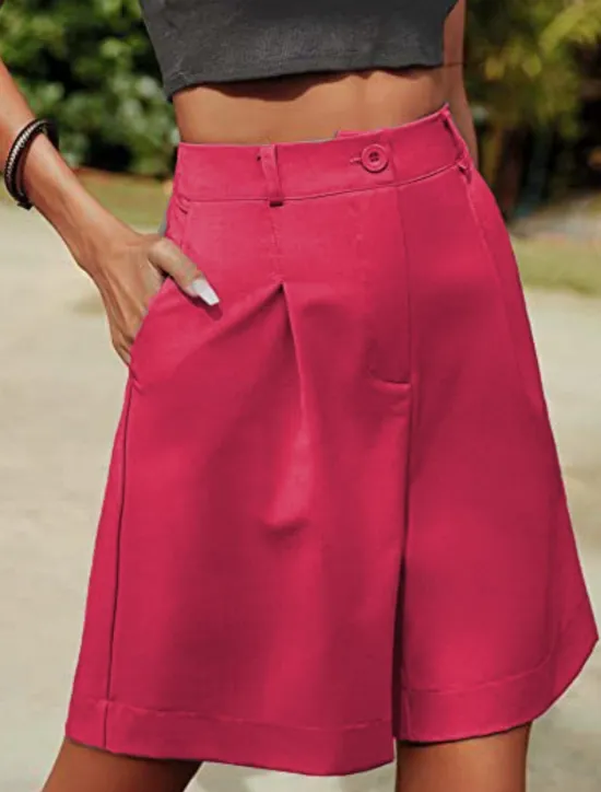 Clearance Women's Chinos Shorts Fashion Streetwear Short High Waist Plain Pocket Elastic Waistband Comfy Soft Comfortable Micro-elastic Outdoor Street Black Fuchsia Khaki Gray Summer Regular Fit Women Shorts