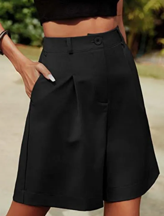 Clearance Women's Chinos Shorts Fashion Streetwear Short High Waist Plain Pocket Elastic Waistband Comfy Soft Comfortable Micro-elastic Outdoor Street Black Fuchsia Khaki Gray Summer Regular Fit Women Shorts