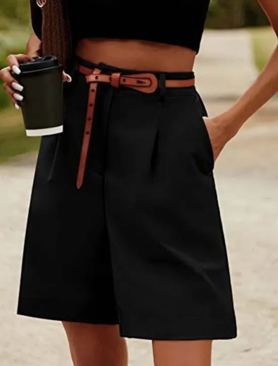 Clearance Women's Chinos Shorts Fashion Streetwear Short High Waist Plain Pocket Elastic Waistband Comfy Soft Comfortable Micro-elastic Outdoor Street Black Fuchsia Khaki Gray Summer Regular Fit Women Shorts