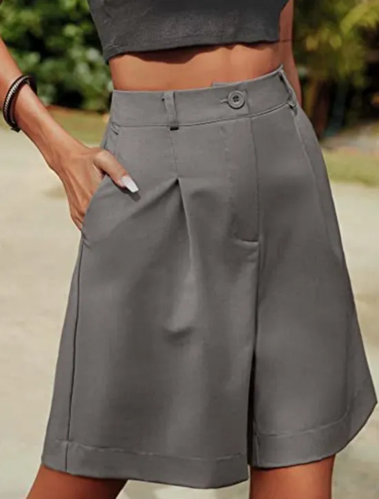 Clearance Women's Chinos Shorts Fashion Streetwear Short High Waist Plain Pocket Elastic Waistband Comfy Soft Comfortable Micro-elastic Outdoor Street Black Fuchsia Khaki Gray Summer Regular Fit Women Shorts