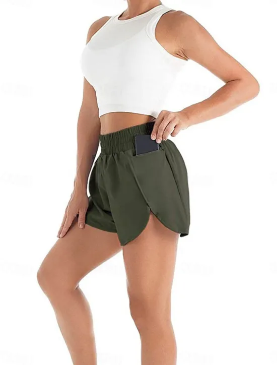 Women's Chinos Shorts Fashion Streetwear Short High Waist Plain Pocket Elastic Waistband Comfy Soft Comfortable Micro-elastic Outdoor Street Black Wine Purple Green Summer Regular Fit Women Shorts