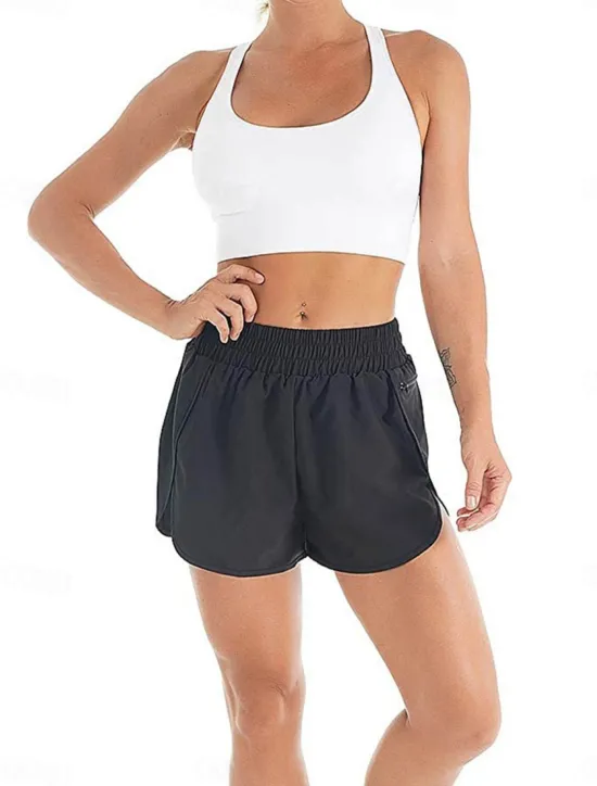 Women's Chinos Shorts Fashion Streetwear Short High Waist Plain Pocket Elastic Waistband Comfy Soft Comfortable Micro-elastic Outdoor Street Black Wine Purple Green Summer Regular Fit Women Shorts