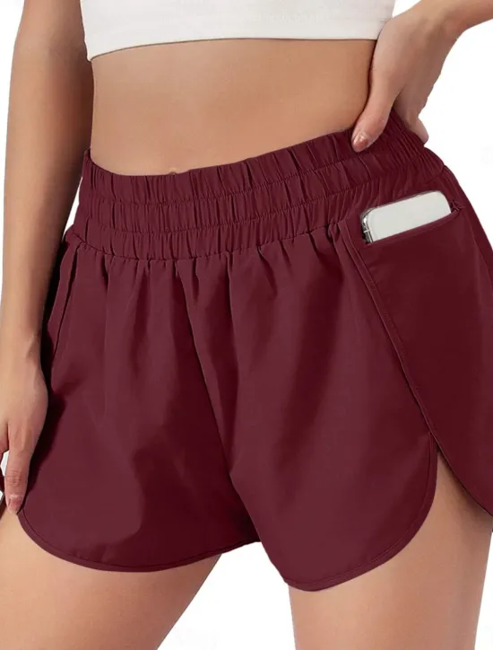 Women's Chinos Shorts Fashion Streetwear Short High Waist Plain Pocket Elastic Waistband Comfy Soft Comfortable Micro-elastic Outdoor Street Black Wine Purple Green Summer Regular Fit Women Shorts