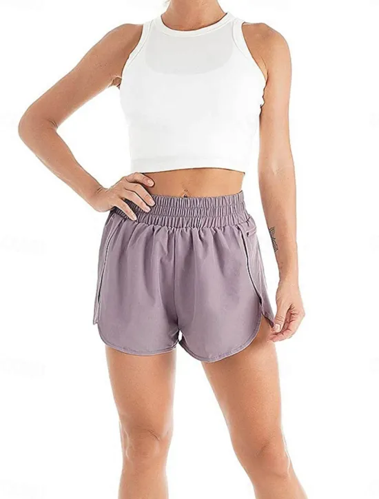 Women's Chinos Shorts Fashion Streetwear Short High Waist Plain Pocket Elastic Waistband Comfy Soft Comfortable Micro-elastic Outdoor Street Black Wine Purple Green Summer Regular Fit Women Shorts