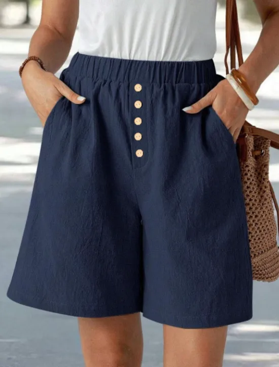 Sale Women's Chinos Shorts Vacation Fashion Basic Short High Waist Plain Pocket Drawstring Comfort Outdoor Micro-elastic Vacation Street Daily Navy-blue Black Summer Spring Loose Fit Women Shorts|Pants