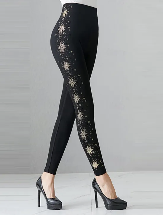 Best Women's Chinos Tights Pants Trousers Fashion Streetwear Full Length Mid Waist Graphic Elastic Waist Comfort Breathability Soft High Elasticity Vacation Street Daily Hot Silver No. 2 Bronzing No. 2 Women Leggings
