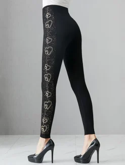 Best Women's Chinos Tights Pants Trousers Fashion Streetwear Full Length Mid Waist Graphic Elastic Waist Comfort Breathability Soft High Elasticity Vacation Street Daily Hot Silver No. 2 Bronzing No. 2 Women Leggings