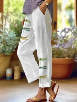 Outlet Women's Chinos Vacation Vintage Ethnic Style Ankle-Length High Waist Graphic Animal Pocket Breathable Soft Outdoor Micro-elastic Formal Outdoor Vacation Black White Blue ash-colored Summer Spring Fall Women Pants