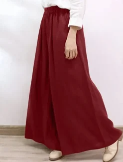 Sale Women's Chinos Vintage Fashion Basic Full Length High Waist Plain Pocket Comfort Inelastic Outdoor Vacation Yoga claret Dark navy Khaki Army Green Summer Spring Fall Winter Loose Fit Women Pants|Pants