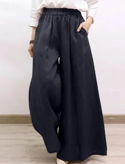 Sale Women's Chinos Vintage Fashion Basic Full Length High Waist Plain Pocket Comfort Inelastic Outdoor Vacation Yoga claret Dark navy Khaki Army Green Summer Spring Fall Winter Loose Fit Women Pants|Pants