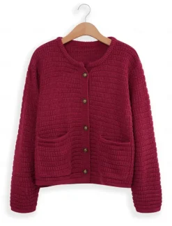 Women's Classic Cardigan Crew Neck Knitted Textured Fall Winter Formal Elegant Fashion Daily Long Sleeve Solid Color Wine Red Black Women Cardigans & Outerwears