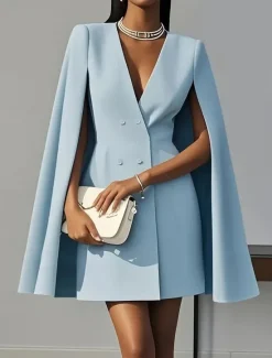 Best Women's Cloak / Capes Blazer Comfortable Patchwork Buttons Elegant Fashion Daily OL Style Plain School Formal Wedding Vacation Double Breasted Long V Neck Regular Fit Sleeveless Outerwear Black Pink Women Blazers & Suits|Coats & Trench Coats