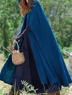 Sale Women's Cloak / Capes Overcoat Long Pea Coat Windproof Warm Winter Coat Stylish Classic Style Casual Jacket 3/4 Length Sleeve Oversize Black Blue Army Green Women Coats & Trench Coats