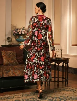 Outlet Women's Coat Breathable Lace Embroidered Elegant Floral Formal Wedding Party Long Crewneck Loose Fit Long Sleeve Outerwear Gray Pink Black Burgundy Summer Spring Women Coats & Trench Coats