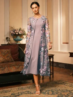 Outlet Women's Coat Breathable Lace Embroidered Elegant Floral Formal Wedding Party Long Crewneck Loose Fit Long Sleeve Outerwear Gray Pink Black Burgundy Summer Spring Women Coats & Trench Coats