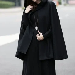 Outlet Women's Coat Cloak / Capes Hoodie Jacket Party Christmas Halloween Special Occasion Fall Winter Coat Windproof Warm Adorable Artistic / Retro Stylish Jacket Sleeveless Plain Oversize / Daily Women Coats & Trench Coats