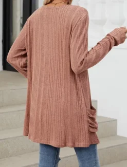 Best Women's Coat Dailywear Pocket Solid Color Windproof Fashion Loose Fit Outerwear Long Sleeve Spring Red S Women Blazers & Suits