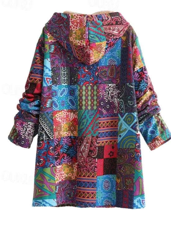 Best Women's Coat Outdoor Daily Wear Fall Winter Long Coat Loose Fit Thermal Warm Breathable Stylish Casual Jacket Long Sleeve Floral Leaf with Pockets Yellow Pink Blue Women Jackets