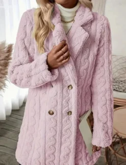 Women's Coat Outdoor Street Daily Wear Fall Winter Regular Coat Regular Fit Thermal Warm Breathable Stylish Casual Jacket Long Sleeve Solid Color with Pockets White Women Blazers & Suits