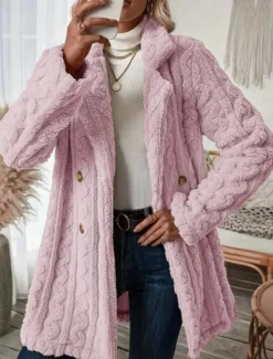 Women's Coat Outdoor Street Daily Wear Fall Winter Regular Coat Regular Fit Thermal Warm Breathable Stylish Casual Jacket Long Sleeve Solid Color with Pockets White Women Blazers & Suits