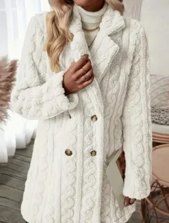 Women's Coat Outdoor Street Daily Wear Fall Winter Regular Coat Regular Fit Thermal Warm Breathable Stylish Casual Jacket Long Sleeve Solid Color with Pockets White Women Blazers & Suits