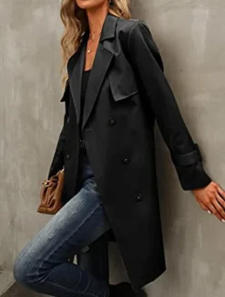 Sale Women's Coat Outdoor Street Daily Wear Fall Winter Regular Coat Regular Fit Thermal Warm Breathable Stylish Casual Jacket Long Sleeve Plain with Pockets Black Army Green Red Women Coats & Trench Coats