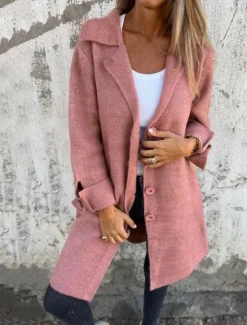 Hot Women's Coat Outdoor Street Daily Wear Fall Winter Long Coat Regular Fit Thermal Warm Breathable Stylish Casual Jacket Long Sleeve Plain with Pockets Pink Brown Green Women Coats & Trench Coats