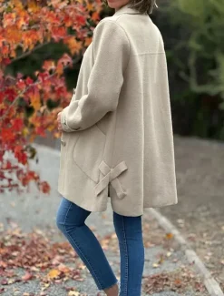 Clearance Women's Coat Outdoor Street Daily Wear Fall Winter Regular Coat Regular Fit Thermal Warm Breathable Stylish Casual Jacket Long Sleeve Plain with Pockets Black Apricot Coffee Women Coats & Trench Coats