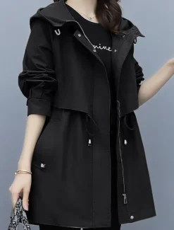 Women's Coat Outdoor Street Daily Wear Fall Winter Regular Coat Regular Fit Thermal Warm Breathable Stylish Casual Jacket Long Sleeve Plain Stripes and Plaid with Pockets Black Army Green Blue Women Coats & Trench Coats
