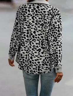 Discount Women's Coat Outdoor Street Daily Spring Fall Regular Coat Regular Fit Windproof Breathable Stylish Casual Street Style Jacket Long Sleeve Leopard Print Army Green Green Apricot Women Jackets
