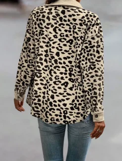 Discount Women's Coat Outdoor Street Daily Spring Fall Regular Coat Regular Fit Windproof Breathable Stylish Casual Street Style Jacket Long Sleeve Leopard Print Army Green Green Apricot Women Jackets