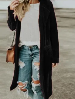 Discount Women's Coat Party Outdoor Fall Winter Long Coat Regular Fit Windproof Warm Stylish Casual Street Style Jacket Long Sleeve Plain with Pockets Dark Grey Black Yellow Women Coats & Trench Coats
