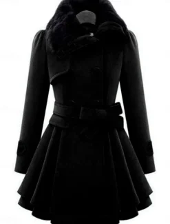 Outlet Women's Coat Pea Coat Windproof Warm Patchwork Buttons Elegant Fashion Solid Color Daily Turndown Regular Fit Long Sleeve Outerwear Black Khaki Fall Winter Women Coats & Trench Coats