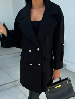 Discount Women's Coat Trench Coat Street Daily Wear Vacation Fall Winter Long Coat Loose Fit Warm Stylish Casual Jacket Long Sleeve Solid Color with Pockets Black White Army Green Women Jackets