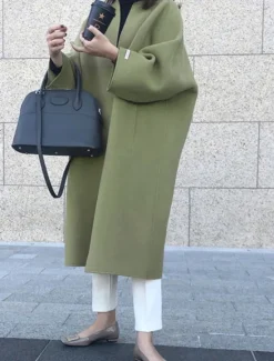 Discount Women's Coat Warm Breathable Pocket Oversized Fashion OL Style Modern Street Style Solid Color Outdoor Street Shopping Daily Wear Cardigan Long Crewneck Regular Fit Long Sleeve Outerwear Navy Black Women Coats & Trench Coats
