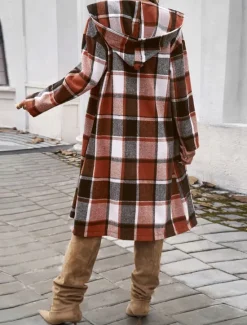 Clearance Women's Coat Warm Comfortable Buttons Print Casual Lattice Casual Daily Single Breasted Collarless Regular Fit Long Sleeve Outerwear Black Red Green Fall Winter Women Coats & Trench Coats
