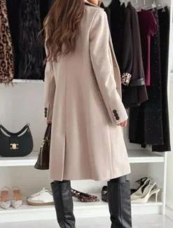 Discount Women's Coat Warm Comfortable Buttons Elegant Solid Color Daily Wear Single Breasted V Neck Regular Fit Long Sleeve Outerwear Black Khaki Coffee Winter Women Coats & Trench Coats