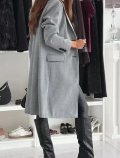 Discount Women's Coat Warm Comfortable Buttons Elegant Solid Color Daily Wear Single Breasted V Neck Regular Fit Long Sleeve Outerwear Black Khaki Coffee Winter Women Coats & Trench Coats